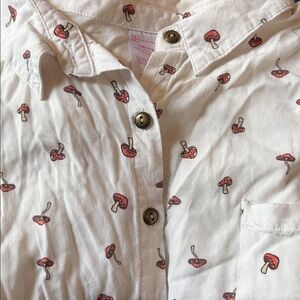 Mushroom Print Tie Waist Woven Shirt Top Blouse Size XXL(19) No Boundaries